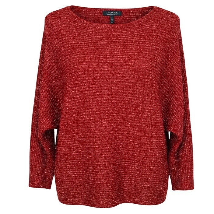 New Lauren Ralph Lauren Red Metallic Dolman Sleeve Sweater 2x Holiday Sparkle